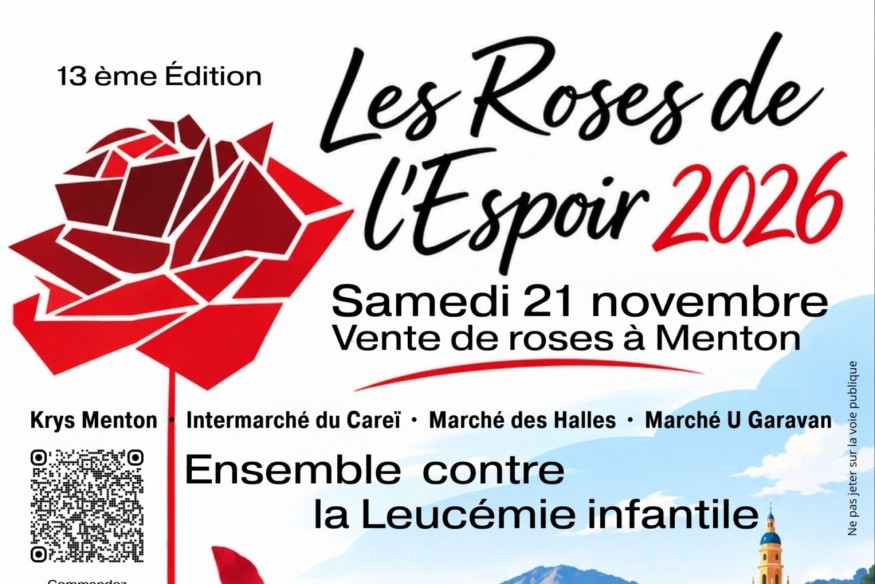 Roses de l’Espoir 2026 à Menton : le Rotary Club mobilisé contre les leucémies de l’enfant